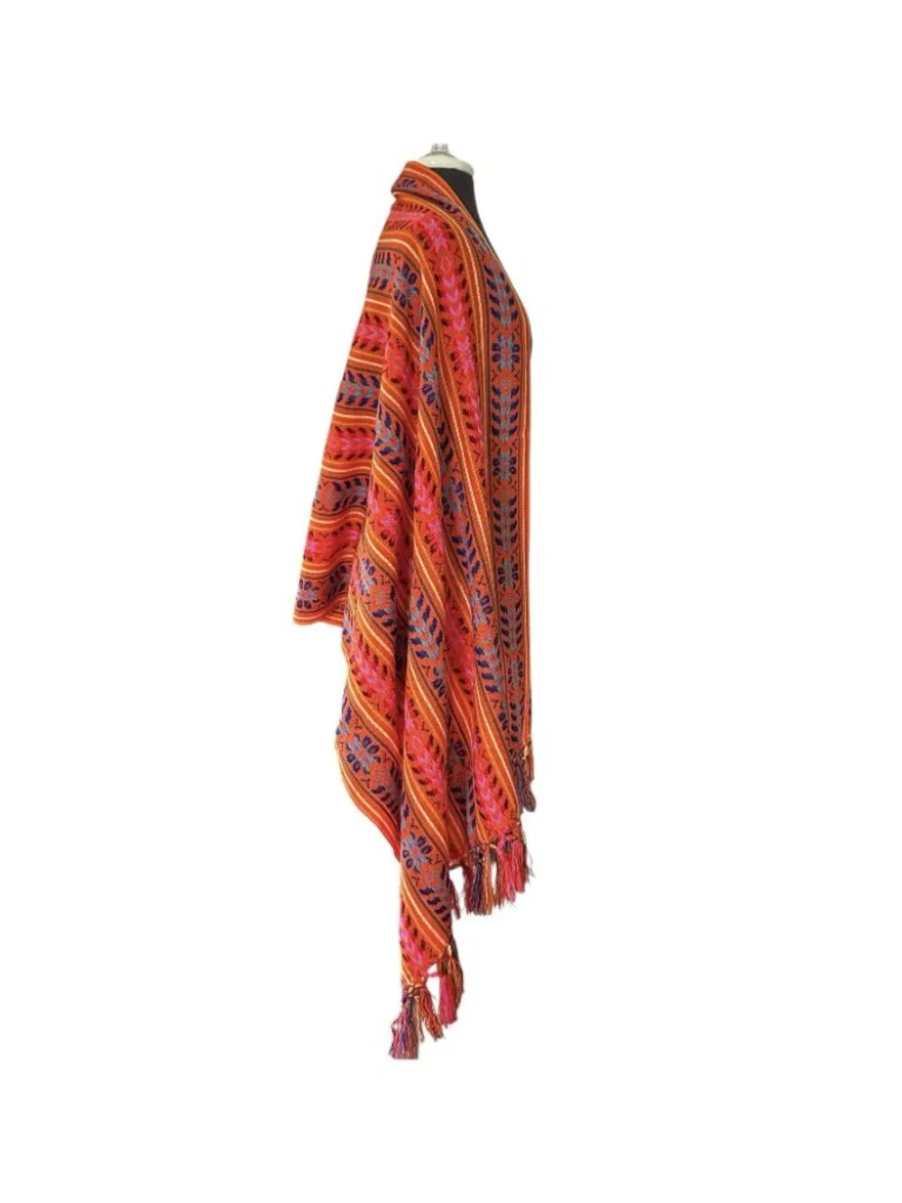 Delmex Mexican Orange Rebozo Shawl Wrap Throw Blanket Southwestern Western Boho